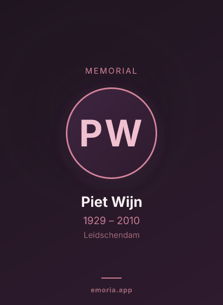 Memorial portrait of Piet Wijn
