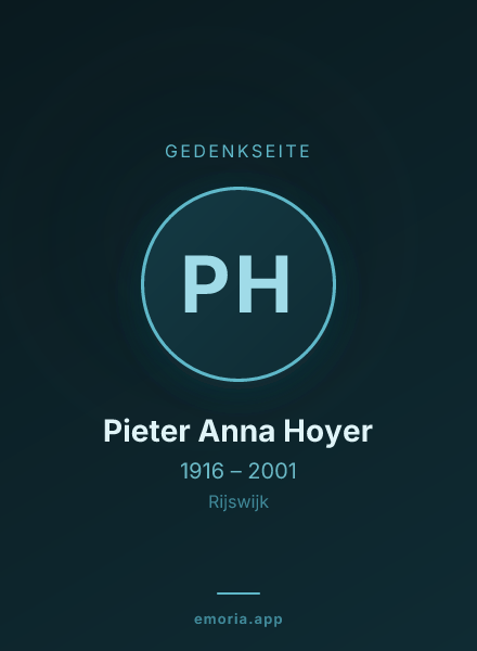 Gedenkportrait von Pieter Anna Hoyer
