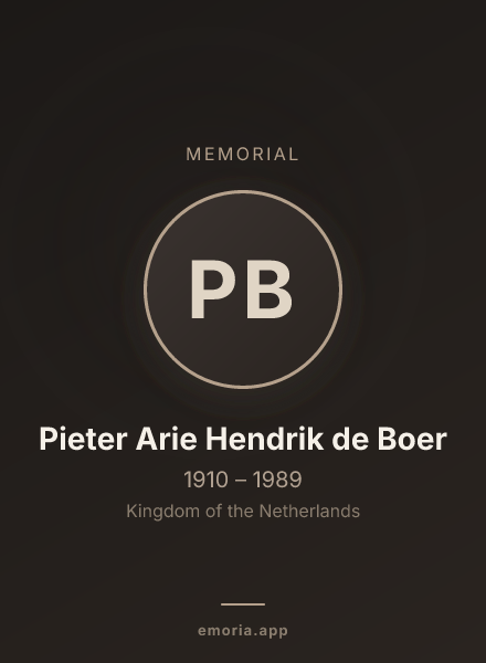 Memorial portrait of Pieter Arie Hendrik de Boer