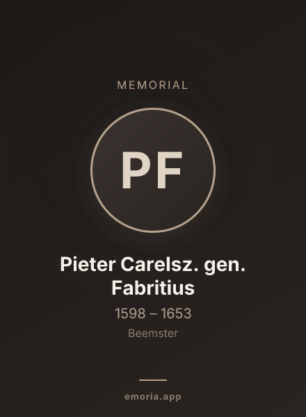 Memorial portrait of Pieter Carelsz. gen. Fabritius