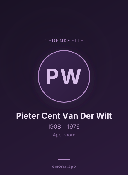 Gedenkportrait von Pieter Cent Van Der Wilt