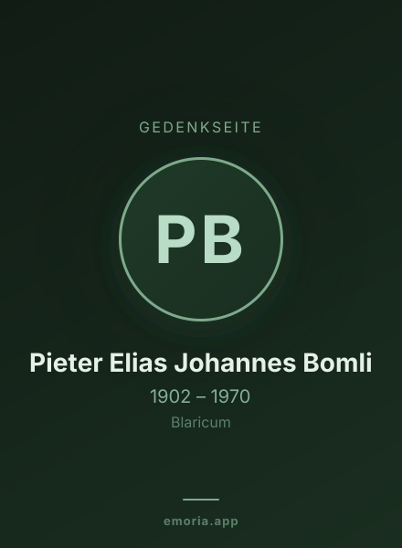 Gedenkportrait von Pieter Elias Johannes Bomli