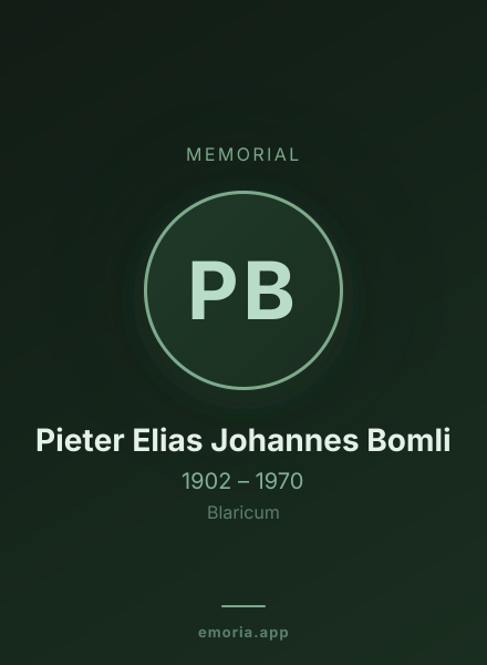 Memorial portrait of Pieter Elias Johannes Bomli