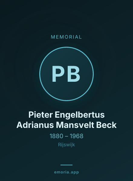 Memorial portrait of Pieter Engelbertus Adrianus Mansvelt Beck