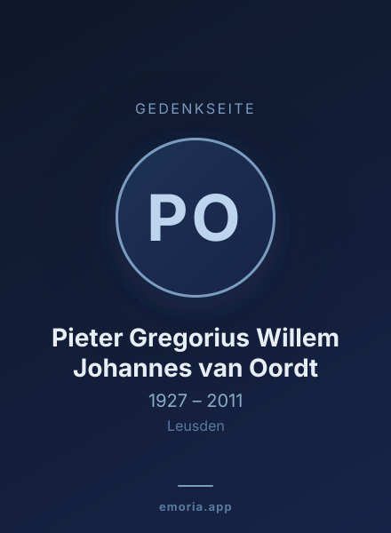 Gedenkportrait von Pieter Gregorius Willem Johannes van Oordt