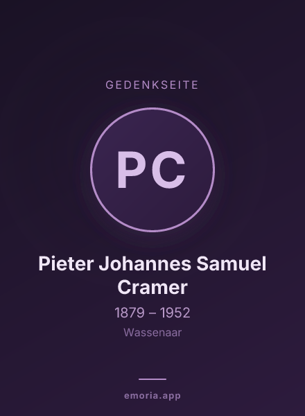 Gedenkportrait von Pieter Johannes Samuel Cramer