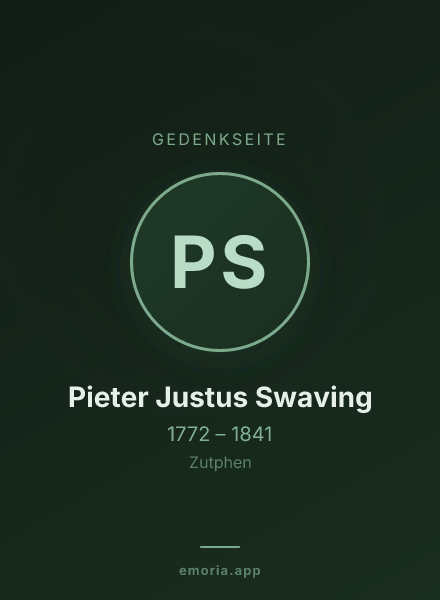 Gedenkportrait von Pieter Justus Swaving