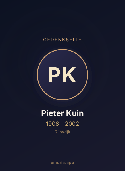 Gedenkportrait von Pieter Kuin