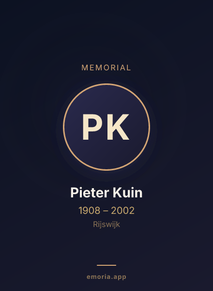 Memorial portrait of Pieter Kuin