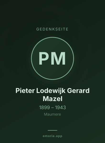 Gedenkportrait von Pieter Lodewijk Gerard Mazel
