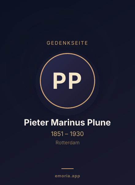 Gedenkportrait von Pieter Marinus Plune