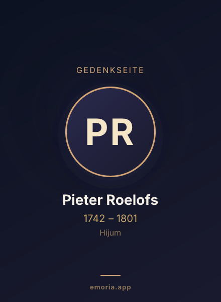 Gedenkportrait von Pieter Roelofs