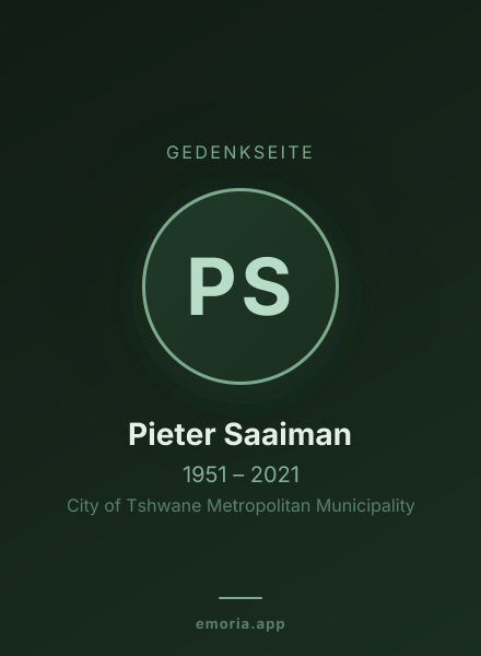 Gedenkportrait von Pieter Saaiman