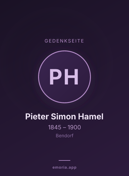 Gedenkportrait von Pieter Simon Hamel