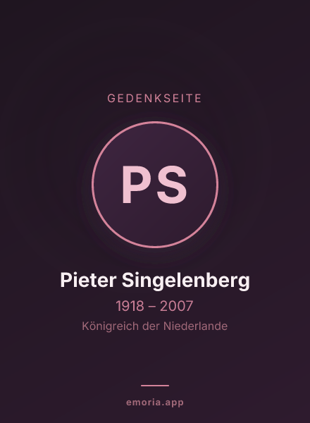 Gedenkportrait von Pieter Singelenberg