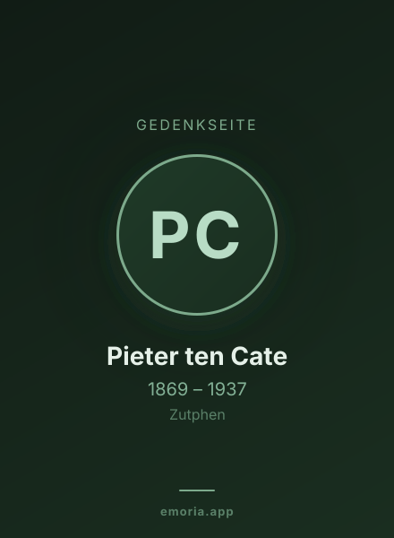 Gedenkportrait von Pieter ten Cate
