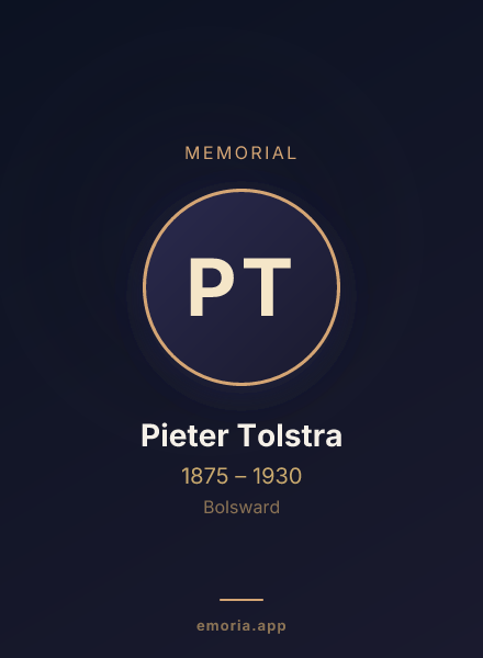 Memorial portrait of Pieter Tolstra