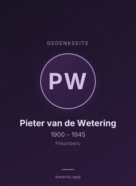 Gedenkportrait von Pieter van de Wetering