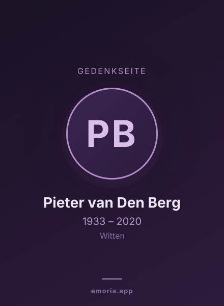 Gedenkportrait von Pieter van Den Berg