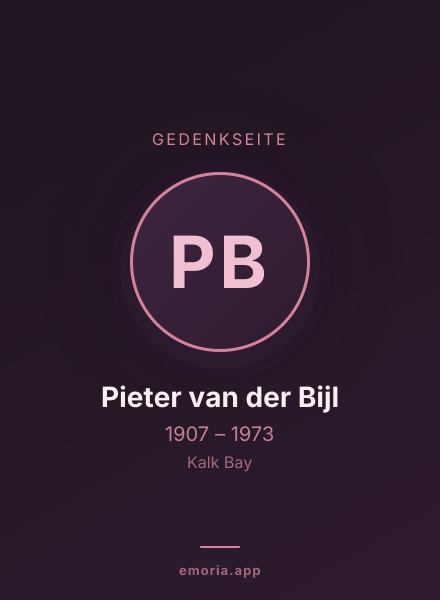 Gedenkportrait von Pieter van der Bijl
