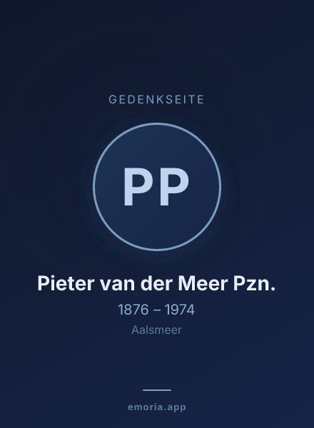 Gedenkportrait von Pieter van der Meer Pzn.