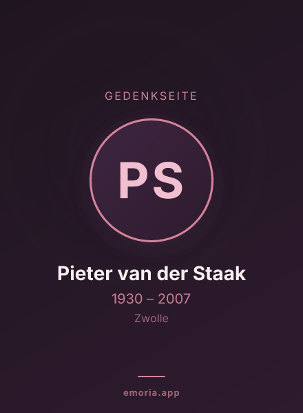 Gedenkportrait von Pieter van der Staak