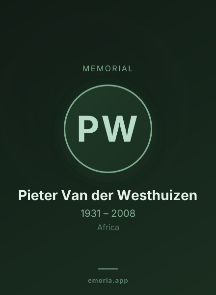 Memorial portrait of Pieter Van der Westhuizen