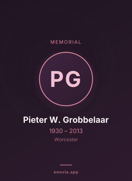 Memorial portrait of Pieter W. Grobbelaar