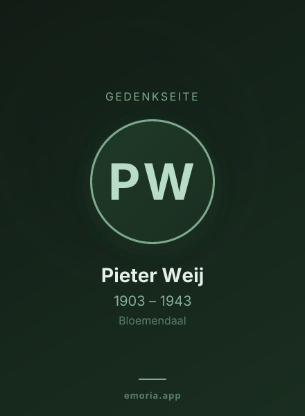 Gedenkportrait von Pieter Weij