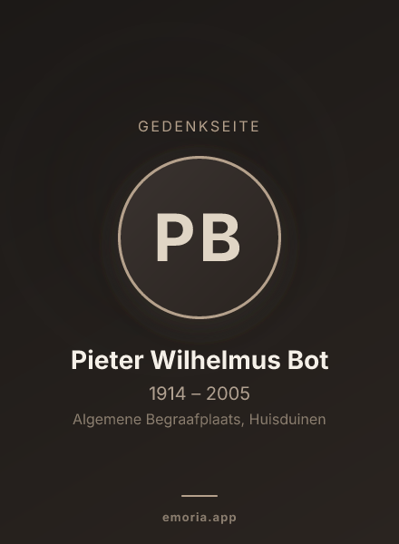 Gedenkportrait von Pieter Wilhelmus Bot