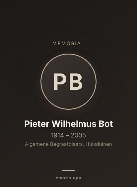 Memorial portrait of Pieter Wilhelmus Bot