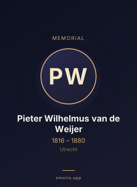 Memorial portrait of Pieter Wilhelmus van de Weijer