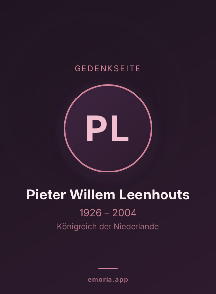 Gedenkportrait von Pieter Willem Leenhouts