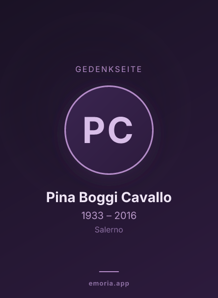 Gedenkportrait von Pina Boggi Cavallo