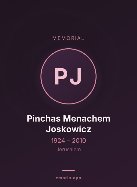 Memorial portrait of Pinchas Menachem Joskowicz