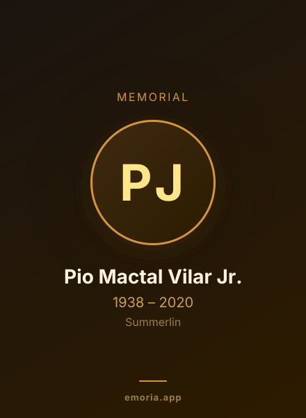 Memorial portrait of Pio Mactal Vilar Jr.