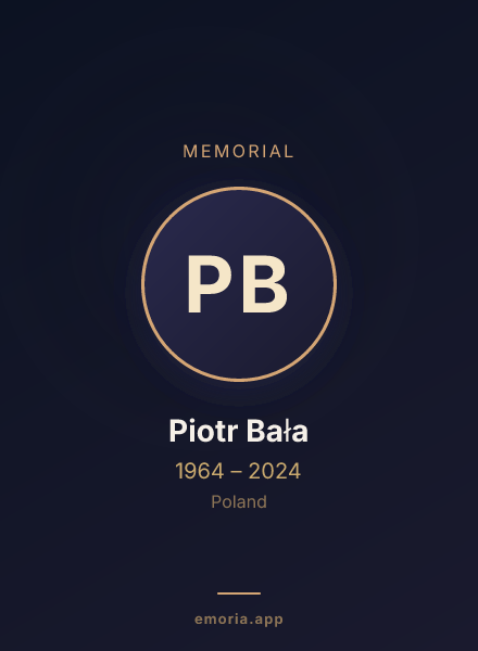 Memorial portrait of Piotr Bała