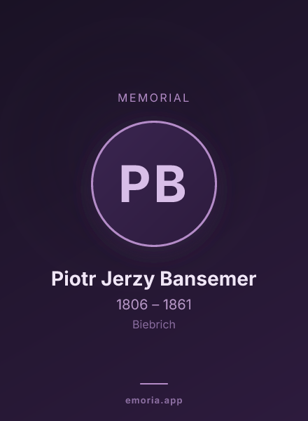 Memorial portrait of Piotr Jerzy Bansemer