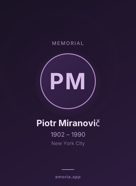Memorial portrait of Piotr Miranovič
