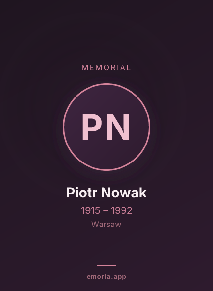Memorial portrait of Piotr Nowak
