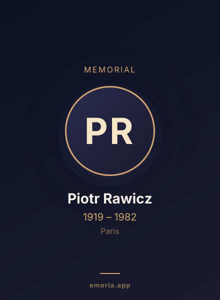 Memorial portrait of Piotr Rawicz