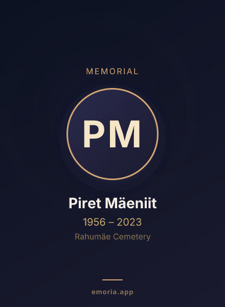 Memorial portrait of Piret Mäeniit