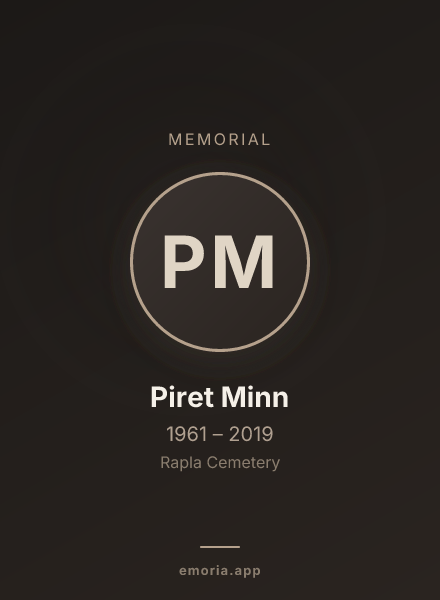 Memorial portrait of Piret Minn