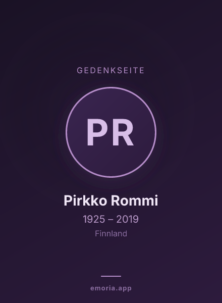 Gedenkportrait von Pirkko Rommi