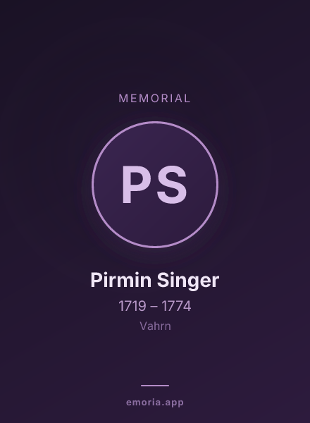 Memorial portrait of Pirmin Singer