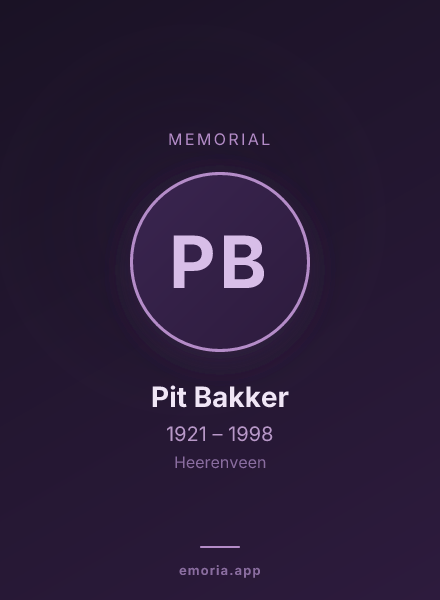 Memorial portrait of Pit Bakker