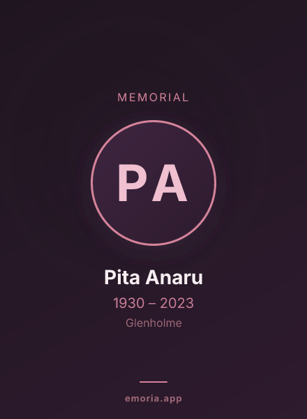 Memorial portrait of Pita Anaru