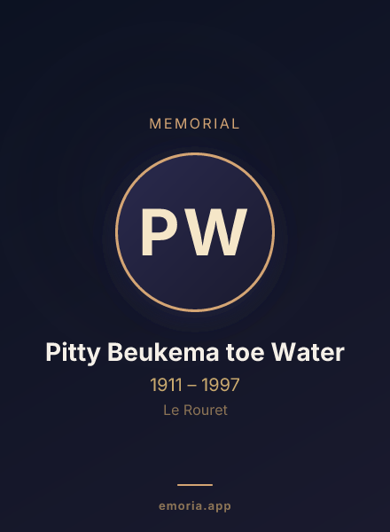 Memorial portrait of Pitty Beukema toe Water