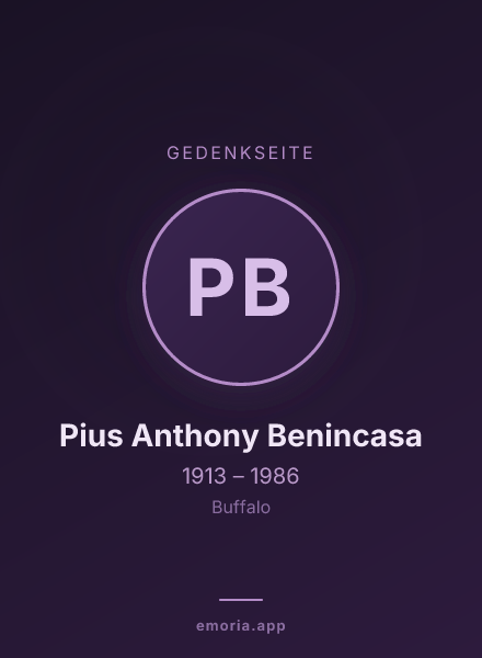 Gedenkportrait von Pius Anthony Benincasa
