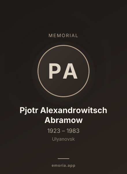 Memorial portrait of Pjotr Alexandrowitsch Abramow